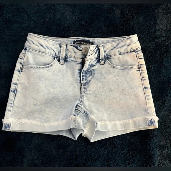 Vanilla Star Acid Wash Girls Denim Shorts - Picture 5 of 5